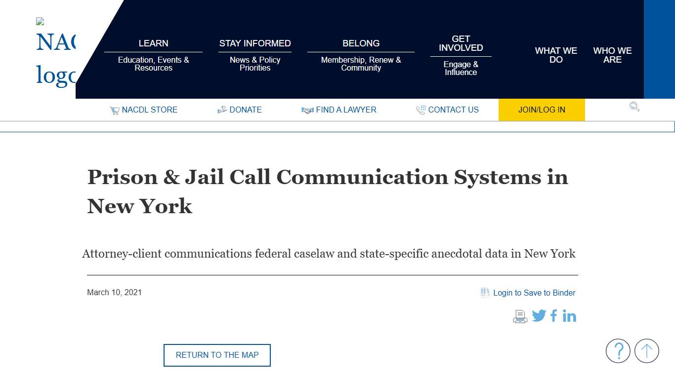 NACDL - Prison & Jail Call Communication Systems in New York